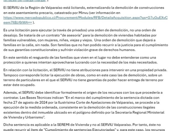Licitación de demolición: Emergencia por potencial desalojo de&nbsp;campamento